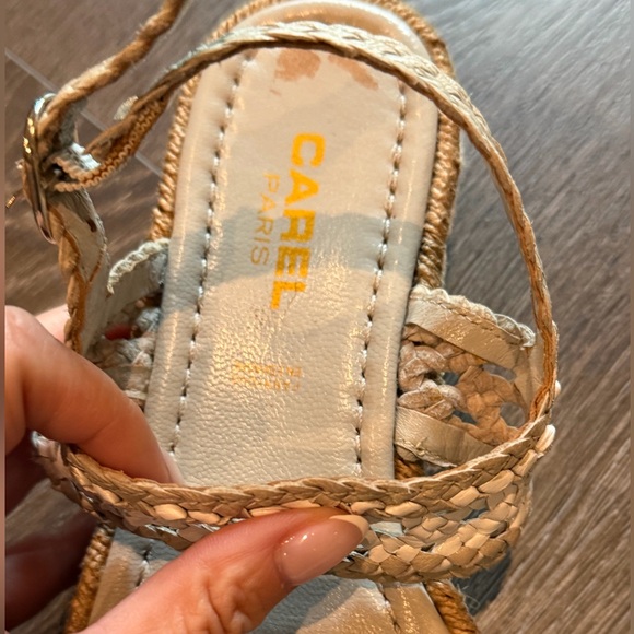 CAREL Paris Braided Raffia Sandals With Blue and White Soles Size 36 US 6
